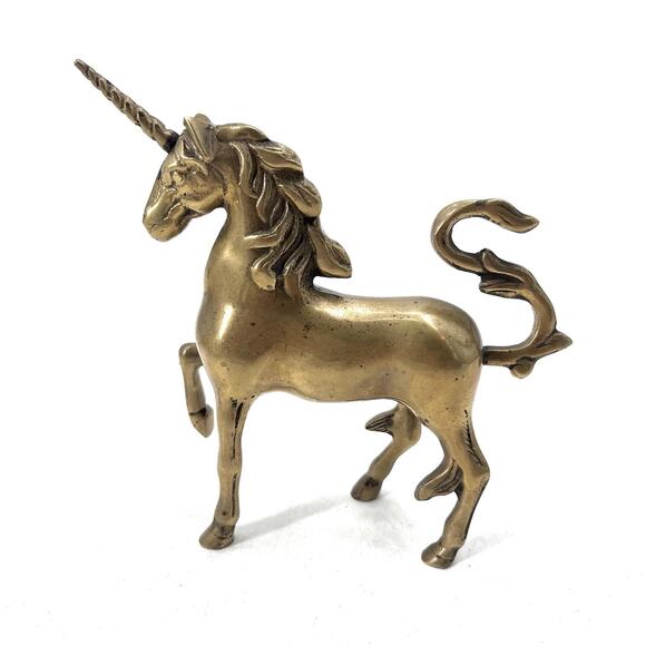 Vintage Solid Brass Unicorn Sculpture Figurine Fantasy Mythical Decor - Picture 1 of 13